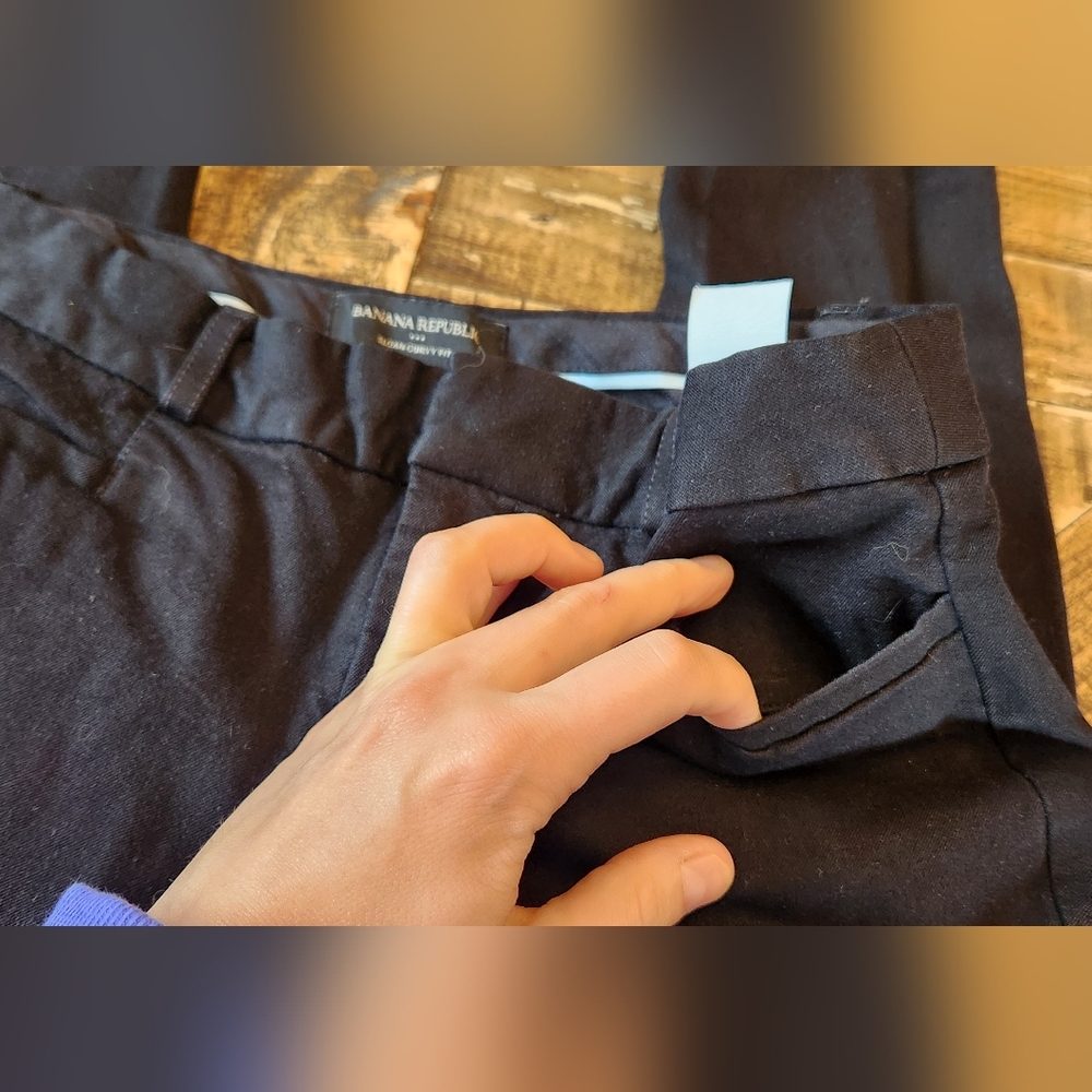 Banana Republic Sloan Crop Curvy Pants Black Size 2 Curvy - Picture 6 of 9